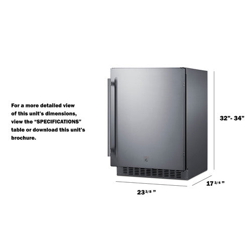 Summit 24" Wide Built-In All-Refrigerator, ADA Compliant ASDS2413CSS