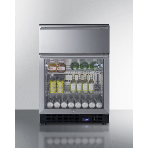 Summit 24" Wide Built-In Commercial Beverage Refrigerator With Top Drawer SCR615TD