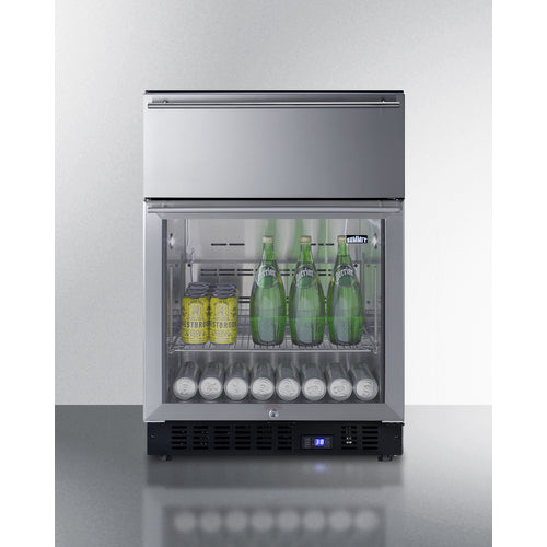 Summit 24" Wide Built-In Commercial Beverage Refrigerator With Top Drawer SCR615TD