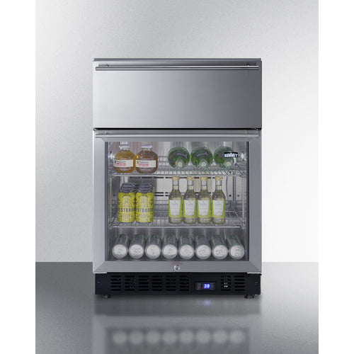 Summit 24" Wide Built-In Commercial Beverage Refrigerator With Top Drawer SCR615TDCSS