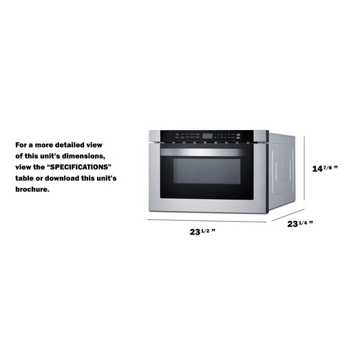 Summit 24" Wide Built-In Drawer Microwave MDR245SS