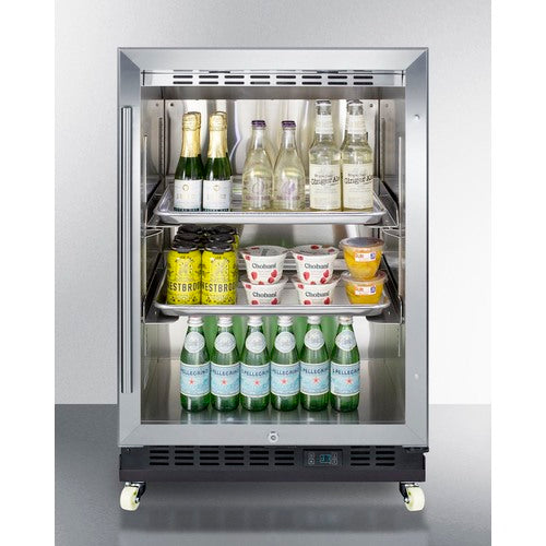 Summit 24" Wide Built-In Mini Reach-In Beverage Center with Dolly SCR610BLRI