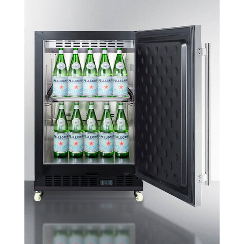 Summit 24" Wide Built-In Mini Reach-In Beverage Center with Dolly SCR610BLSDRI