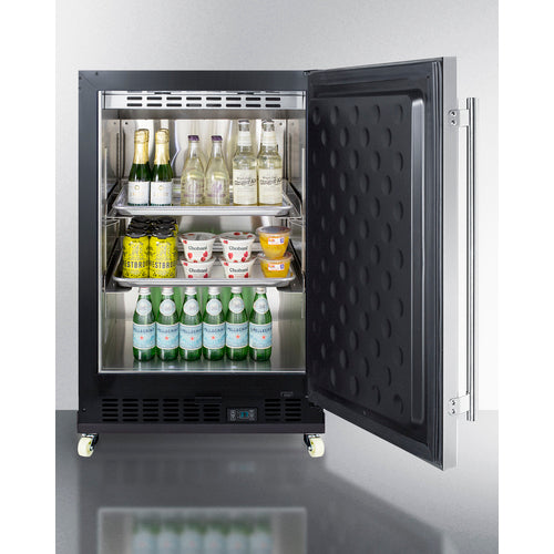 Summit 24" Wide Built-In Mini Reach-In Beverage Center with Dolly SCR610BLSDRI