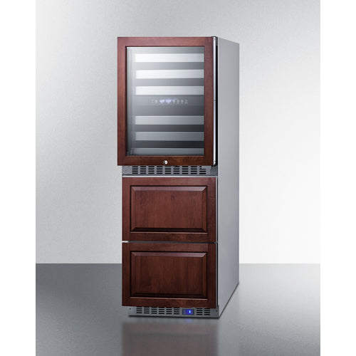 Summit 24" Wide Combination Dual-Zone Wine Cellar and 2-Drawer All-Freezer (Panels Not Included) SWCDAF24PNR