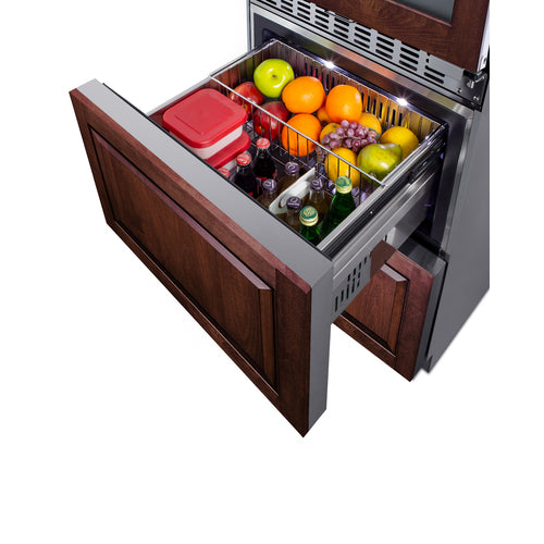 Summit 24" Wide Combination Dual-Zone Wine Cellar and 2-Drawer All-Refrigerator (Panels Not Included) SWCDAR24PNR