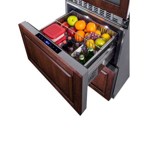 Summit 24" Wide Combination Dual-Zone Wine Cellar and 2-Drawer Refrigerator-Freezer (Panels Not Included) SWCDRF24PNR