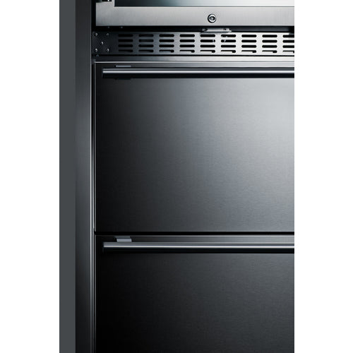 Summit 24" Wide Combination Dual-Zone Wine Cellar and 2-Drawer Refrigerator-Freezer SWCDRF24