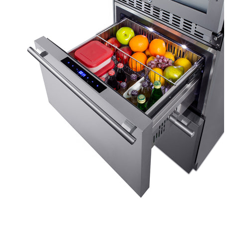 Summit 24" Wide Combination Dual-Zone Wine Cellar and 2-Drawer Refrigerator-Freezer SWCDRF24