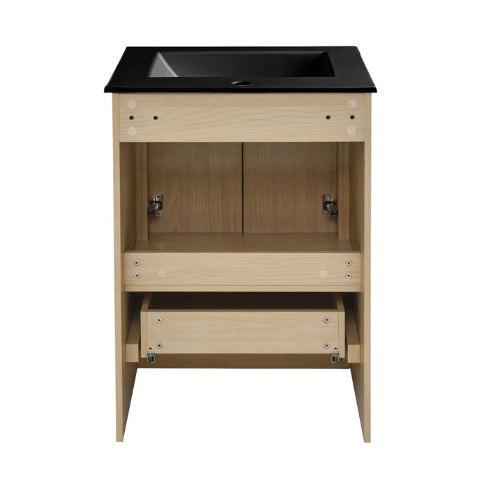 Swiss Madison Virage 24 in. Brown Oak Bathroom Vanity With Black Ceramic Sink Top - SM-BV730LKMB