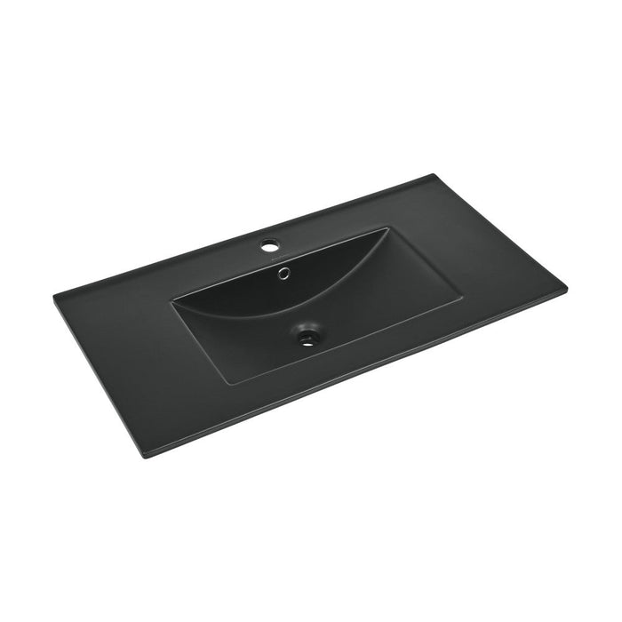 Swiss Madison 36" Ceramic Vanity Top with Single Faucet Hole in Matte Black
