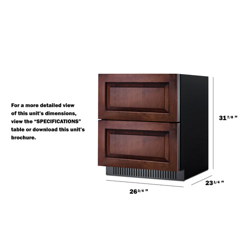 Summit 27" Wide 2-Drawer All-Refrigerator, ADA Compliant (Panels Not Included) SPR275OS2DPNRADA