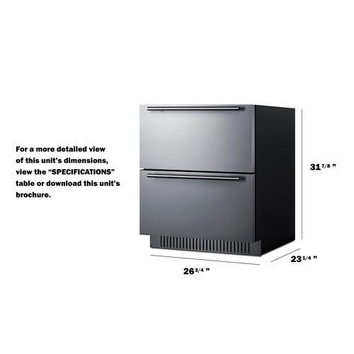 Summit 27" Wide 2-Drawer All-Refrigerator, ADA Compliant SPR275OS2DADA