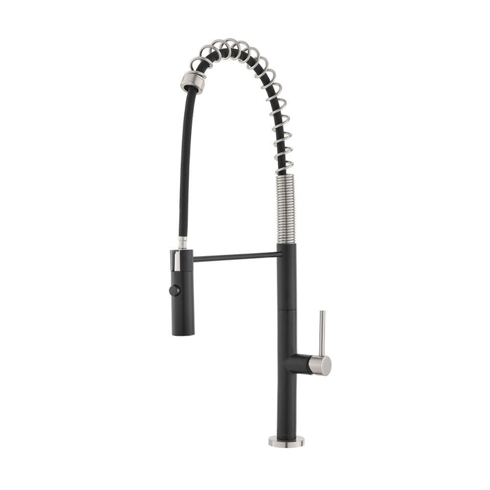 Swiss Madison Chalet Single Handle, Pull-Down Kitchen Faucet in Brushed Nickel and Black