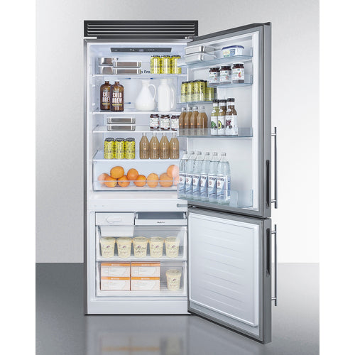 Summit 28" Wide Bottom Freezer Refrigerator FFBF279SSXH72