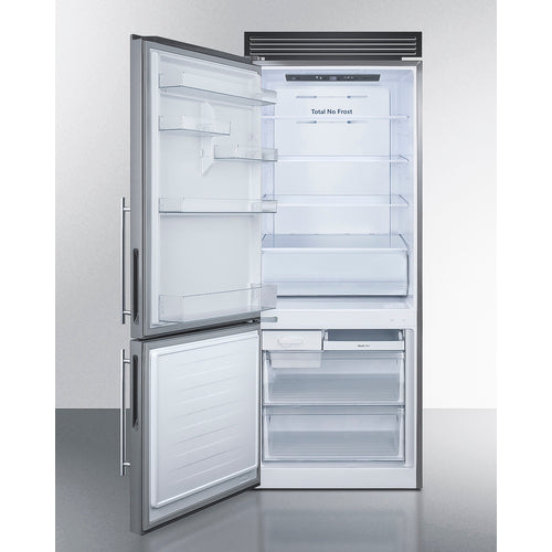 Summit 28" Wide Bottom Freezer Refrigerator FFBF279SSXH72LHD