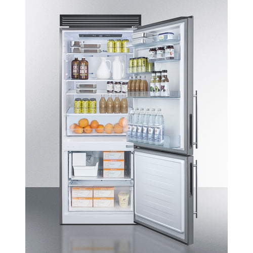 Summit 28" Wide Bottom Freezer Refrigerator FFBF279SSXIMH72