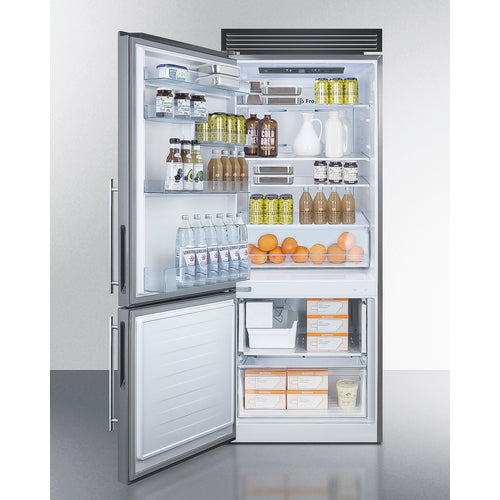 Summit 28" Wide Bottom Freezer Refrigerator FFBF279SSXIMH72LHD