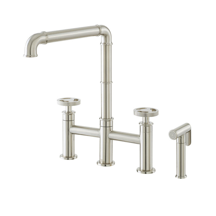 Swiss Madison Avallon Pro Widespread Kitchen Faucet with Side Sprayer in Brushed Nickel
