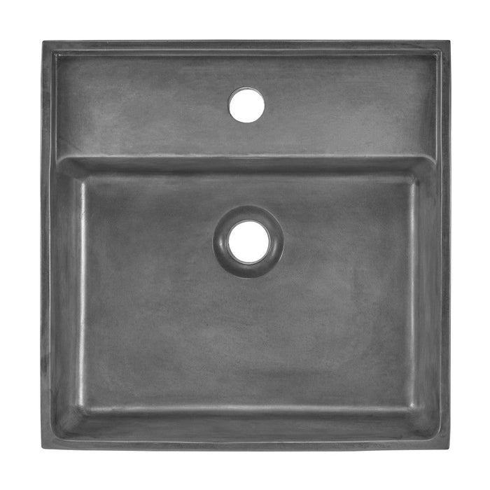 Swiss Madison Lisse 16" Square Concrete Vessel Bathroom Sink in Dark Grey