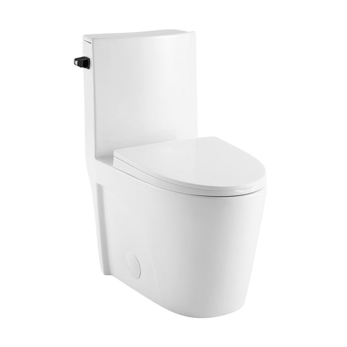 Swiss Madison St. Tropez One Piece Elongated Toilet Side Flush 1.28 gpf with Black Hardware
