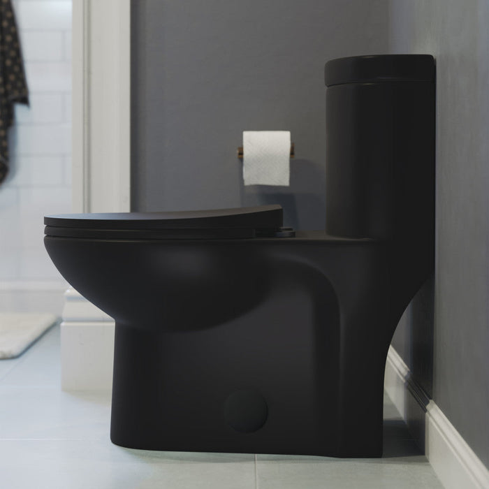 Swiss Madison Sublime One-Piece Elongated Toilet Dual-Flush in Matte Black 1.1/1.6 gpf
