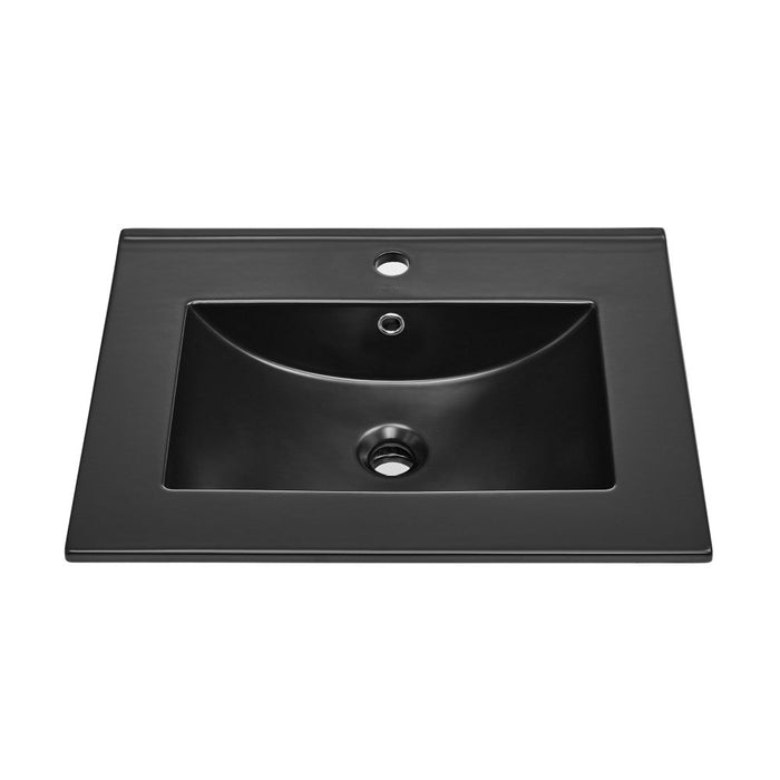 Swiss Madison 24" Ceramic Vanity Top with Single Faucet Hole in Matte Black