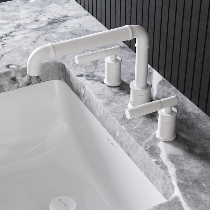Swiss Madison Avallon 8 in. Widespread, Sleek Handle, Bathroom Faucet in Matte White