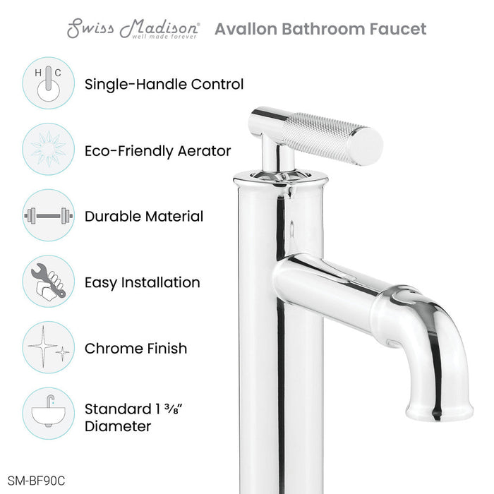 Swiss Madison Avallon Single Hole, Single-Handle Sleek, Bathroom Faucet in Chrome