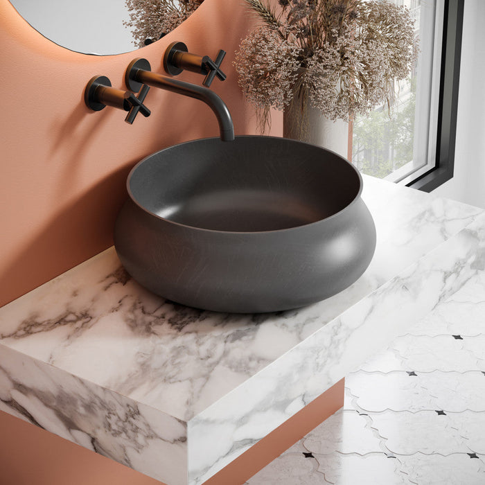 Swiss Madison Lisse 17.5" Round Concrete Vessel Bathroom Sink in Dark Grey