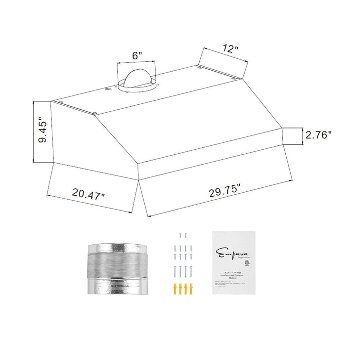 Empava 30 in. 400 CFM Ducted Under Cabinet Range Hood EMPV-30RH07