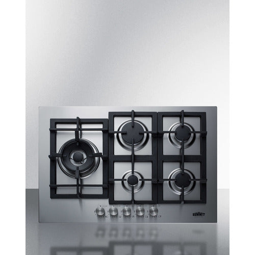 Summit 30" Wide 5-Burner Gas Cooktop In Stainless Steel GCJ5SS