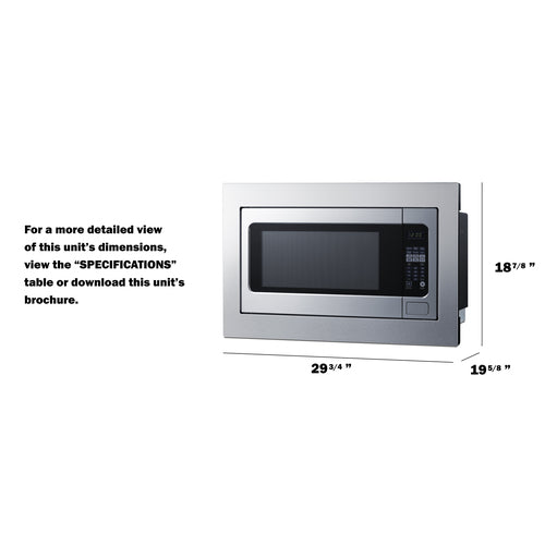 Summit 30" Wide Built-In Microwave  (Trim Kit Included) SMBI27TK30