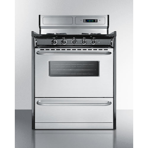 Summit 30" Wide Gas Range, Open Burners TNM2307BKW