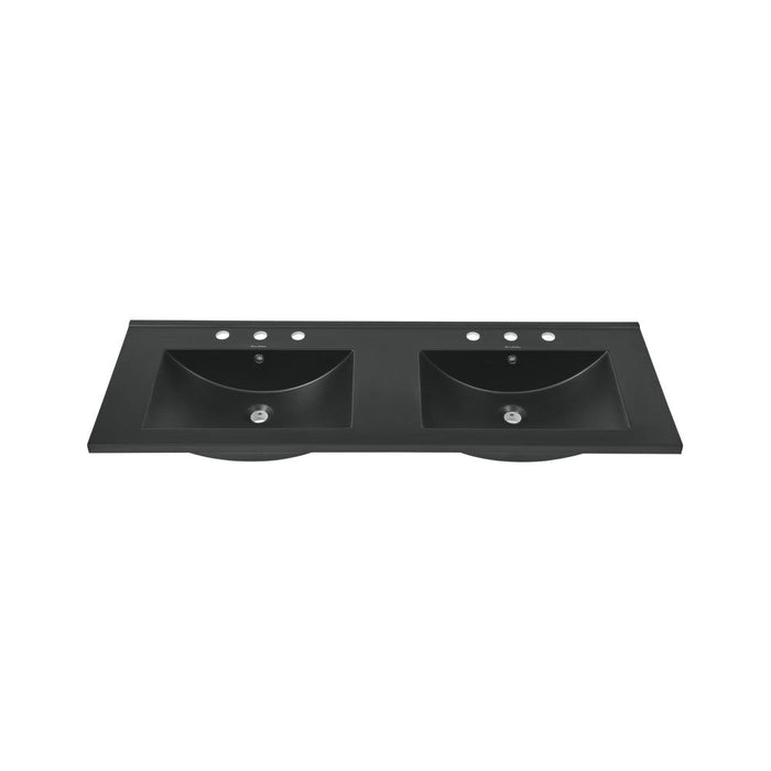 Swiss Madison 48" Ceramic Vanity Top Double Basins in Matte Black with 3 Holes