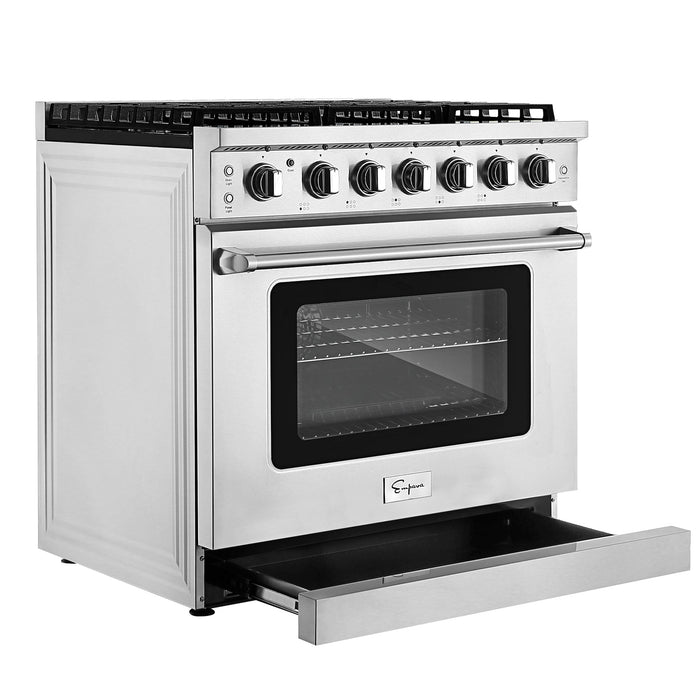 Empava 36 in. Pro-Style Slide-in Single Oven Gas Range EMPV-36GR11