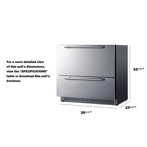 Summit 36" Wide 2-Drawer All-Refrigerator SPR36332D