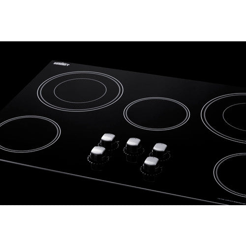 Summit 36" Wide 208-240V 5-Burner Radiant Cooktop CR5B36MB