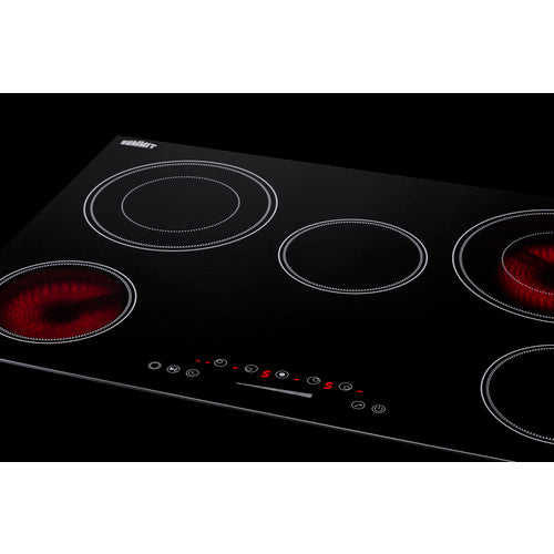 Summit 36" Wide 208-240V 5-Burner Radiant Cooktop CR5B36T9B