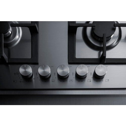 Summit 36" Wide 5-Burner Propane Gas Cooktop In Stainless Steel GCJ536SSLPTK