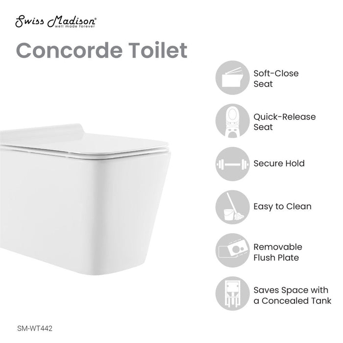 Swiss Madison Concorde Wall-Hung Square Toilet Bowl