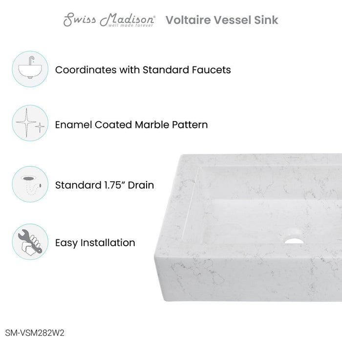 Swiss Madison Voltaire 22" Ceramic Vessel Bathroom Sink in Static White