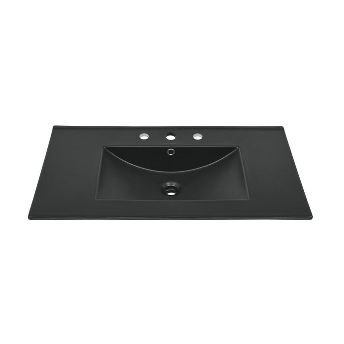 Swiss Madison 36" Ceramic Vanity Top with Three Faucet Holes in Matte Black