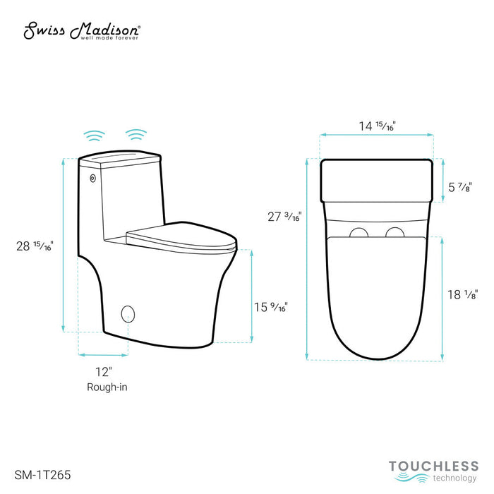 Swiss Madison Hugo One-Piece Elongated Toilet Dual-Flush 1.1/1.6 gpf, Touchless