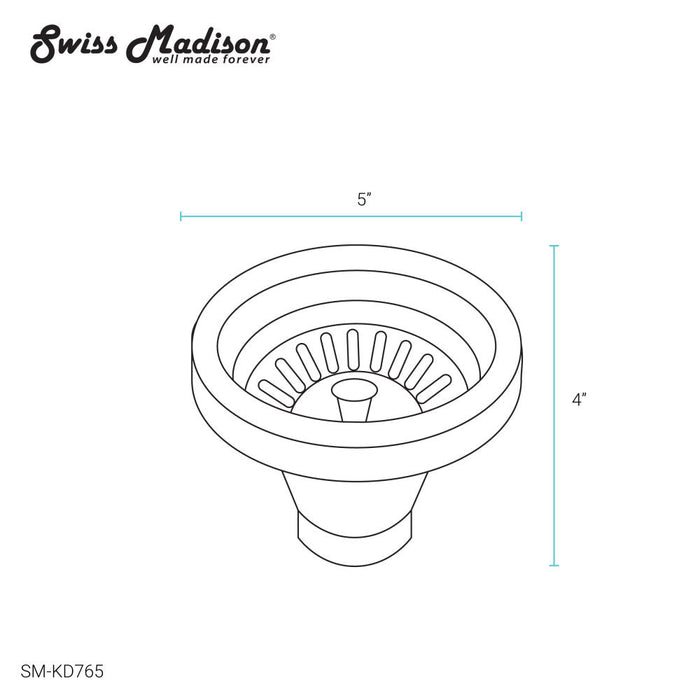 Swiss Madison 4.5 in. Drain Kitchen Sink Drain Polished Stainless Steel - SM-KD765