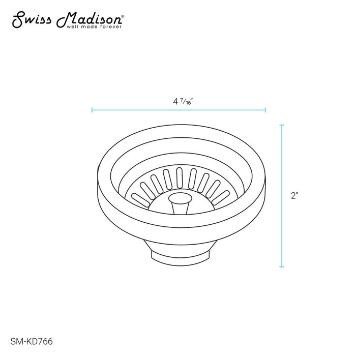 Swiss Madison 4.5 in. Kitchen Drain Kitchen Sink Drain Chrome - SM-KD766