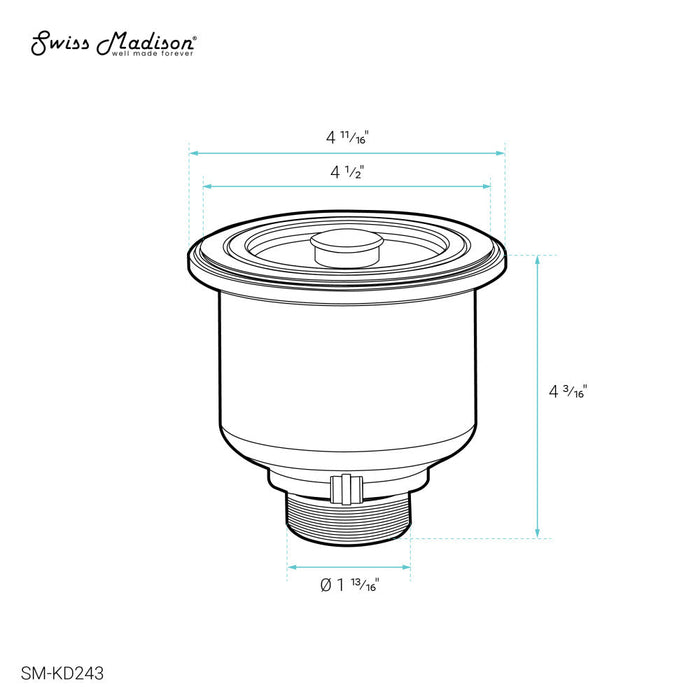 Swiss Madison 4.5 Stainless Steel Basket Drain - SM-KD243