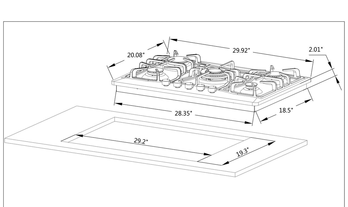 Empava 30 in. Built-in Gas Stove Cooktop EMPV-30GC21