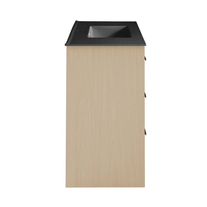 Swiss Madison Virage 36 in. Brown Oak Bathroom Vanity With Black Ceramic Sink Top - SM-BV750KMB