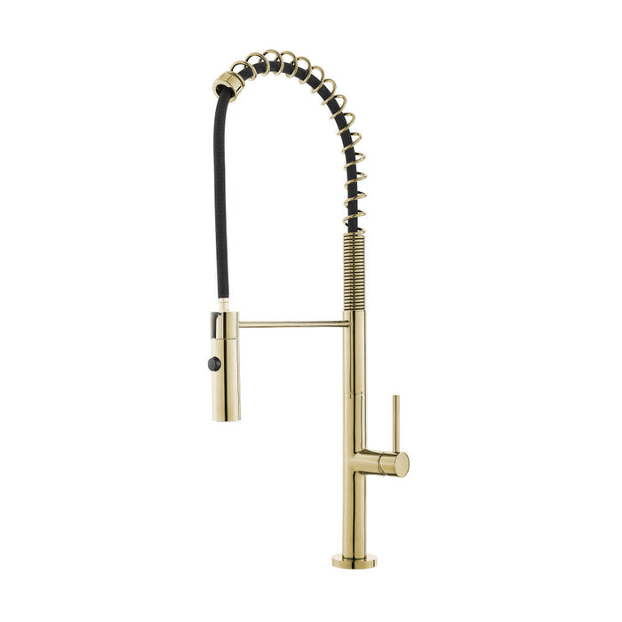 Swiss Madison Chalet Single Handle, Pull-Down Kitchen Faucet in Brushed Gold